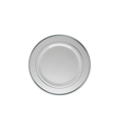Prato Sobremesa Borda Prata com 6 unidades Silver Festas