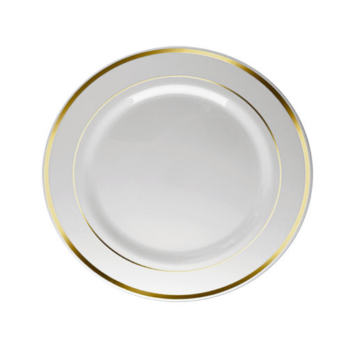 Prato Refeição Borda Dourada com 6 unidades Silver Festas