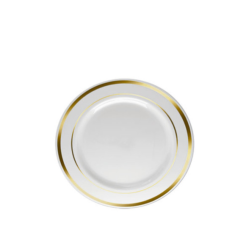 Prato Sobremesa Borda Dourada com 6 unidades Silver Festas